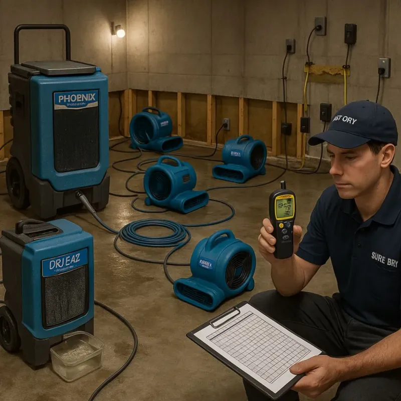 Structural Drying and Dehumidification process in Bensenville, IL